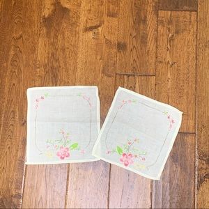 Set of 2 Embroidered Handkerchiefs/Doilies